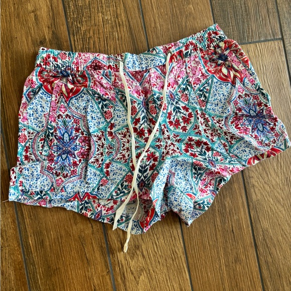 Gap Floral Print Drawstring Linen Mini Shorts Size M - Picture 1 of 2